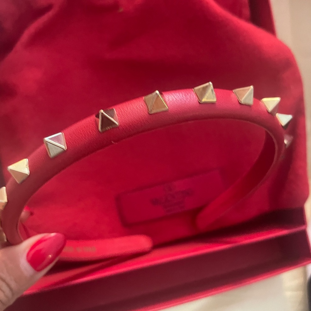 New Valentino Rock Stud Leather Headband
